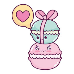 cute food pile of macaroon sweet dessert pastry cartoon isolated design