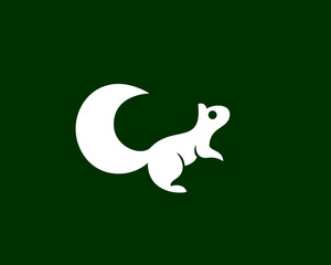 simple stand squirrel look up at green background logo design inspiration
