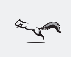 Jumping squirrel art logo design inspiration