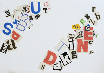 frame made of newspaper letters