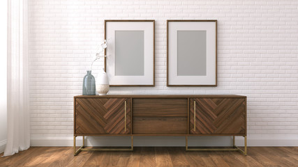 3d render mock up scandinavian room 