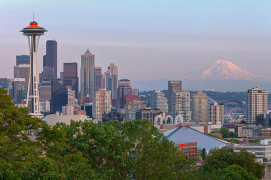Seattle skyline and Mt. Rainier.