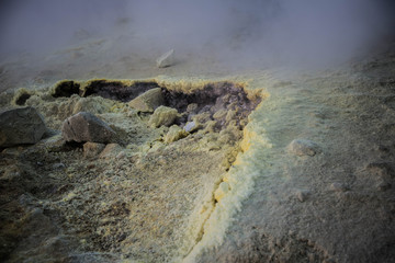 North crater active volcano in Vulcano island Italy