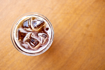 Ice coffee on the table