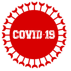 COVID-19 virus red cell on white background