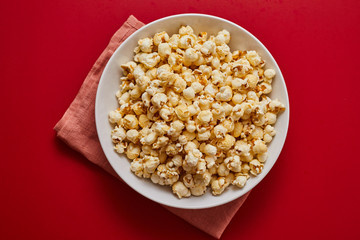 popcorn on pastel background.