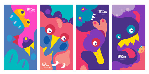 Abstract Curvy monster Background Cover and Poster Design Template © yahya