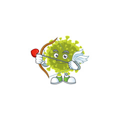 Sweet cartoon character of global coronavirus outbreak Cupid with arrow and wings