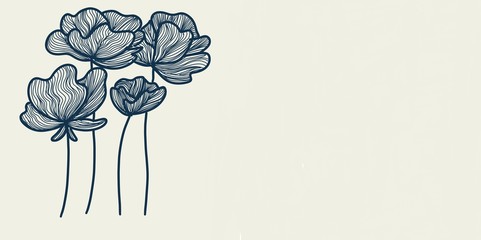 Cartolina con fiori bianchi e neri decorativi