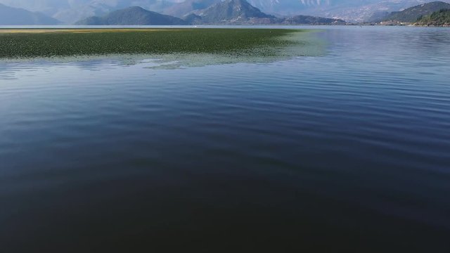Skadar lake drone - near water fly over