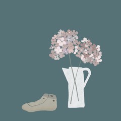紫陽花と靴の木型（ラスト）