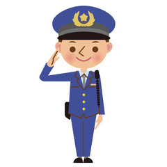 敬礼する男性警察官