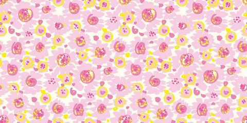 Abstract yellow and pale pink shabby flowers