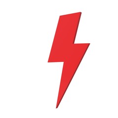 3d thunderbolt sign. lightning symbol. red thunderbolt icon on white background.