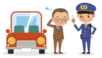 Obraz premium ドライバーを注意する男性警察官