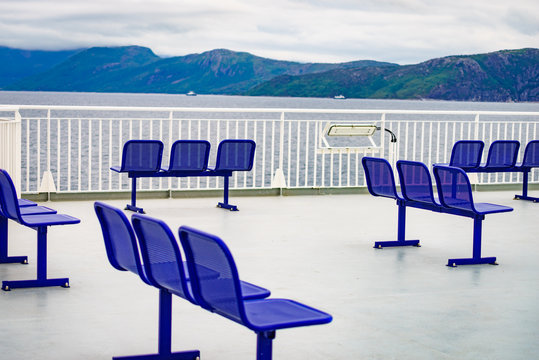 Ferry boat ride route to Lofoten islands Norway