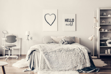 Interior of beautiful modern bedroom