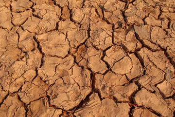 Dry cracked earth background in arid season. Many Province of North East in Thailand the ground dry. Brown cracked soil in the summer When water in Mekong, canal, brook, reservoir, dry up. Dryness.