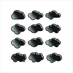 Cloud. Abstract white cloudy set isolated on blue background. Vector illustration