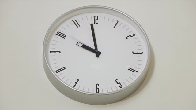 Time laps wall clock hands move quickly. Time is running out