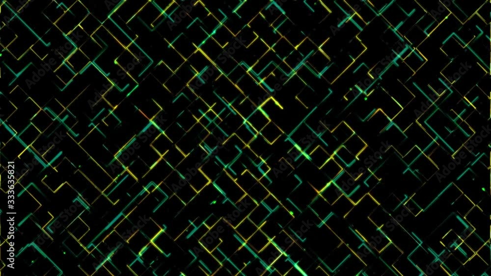Poster procedural line background with in between yellow and green changing color - abstract speed animatio