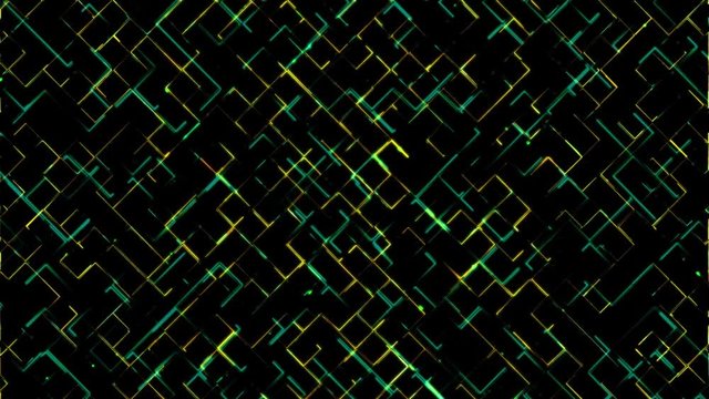 Procedural line background with in between yellow and green changing color - abstract speed animation and movement