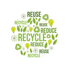 Reuse, reduce, recycle poster design. Vector, EPS10. Ecology concept. - 333636054