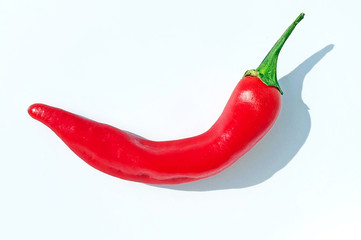 red small hot pepper, on a white background, shadow