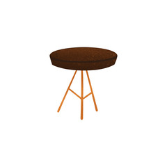 Round brown table with yellow legs. Cute textural digital art. Print for stickers, banners, posters, fabrics, web, posts, textiles, wrapping paper, scrapbooking, stationery.