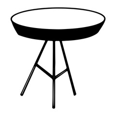 Round table and legs cute digital outline doodle art. Print for stickers, banners, posters, fabrics, web, posts, textiles, wrapping paper, scrapbooking.