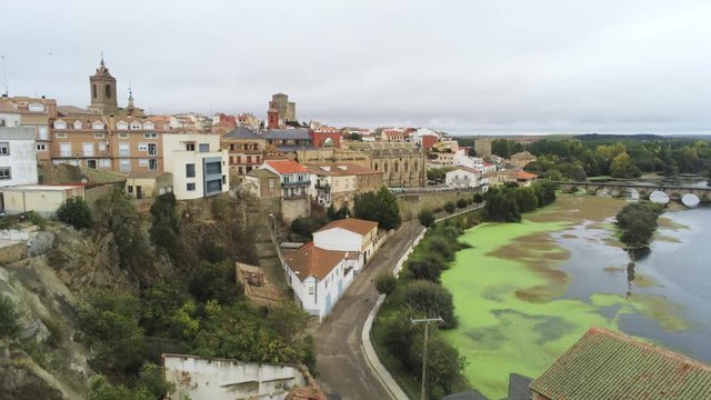 Beautiful panoramic view of historic city Alba de Tormes, Castilla y Leon region, Spain