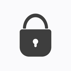 Lock icon symbol with keyhole. Simple flat shape sign. Vector illustration image. Isolated on white background.