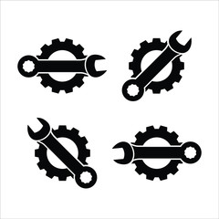Wrench key icons set. Simple set of wrench key vector icons for web design on white background