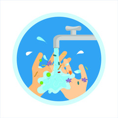 Washing Hands For Daily Health Care Concept.