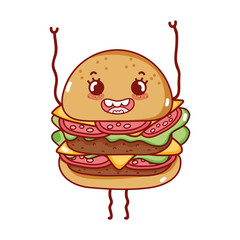 burger fast food cute kawaii cartoon isolated icon