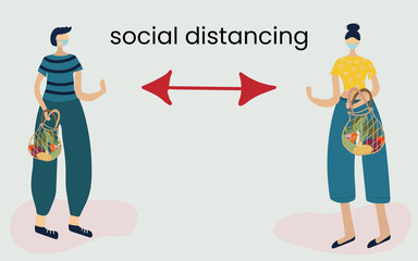 Social distancing, keep distance in public society people to protect from COVID-19 coronavirus outbreak spreading concept