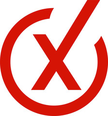 Obraz premium Red wrong Check mark icon symbol