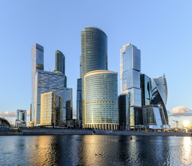 Fototapeta na wymiar Moscow City Towers view from T. Shevchenko embankment
