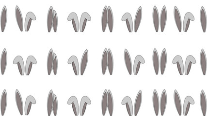 Cute rabbit ear, set, suitable for example as fabric or wrapping paper, vector illustration