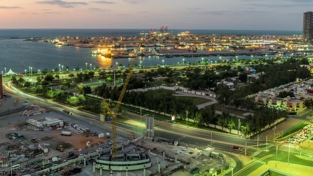 Mina Street, Abu Dhabi United Arab Emirates- Sunset Timelapse