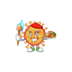 An artistic epidemic COVID19 artist cartoon design using a brush