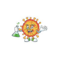 Epidemic COVID19 brainy Professor Cartoon design grasp a glass tube