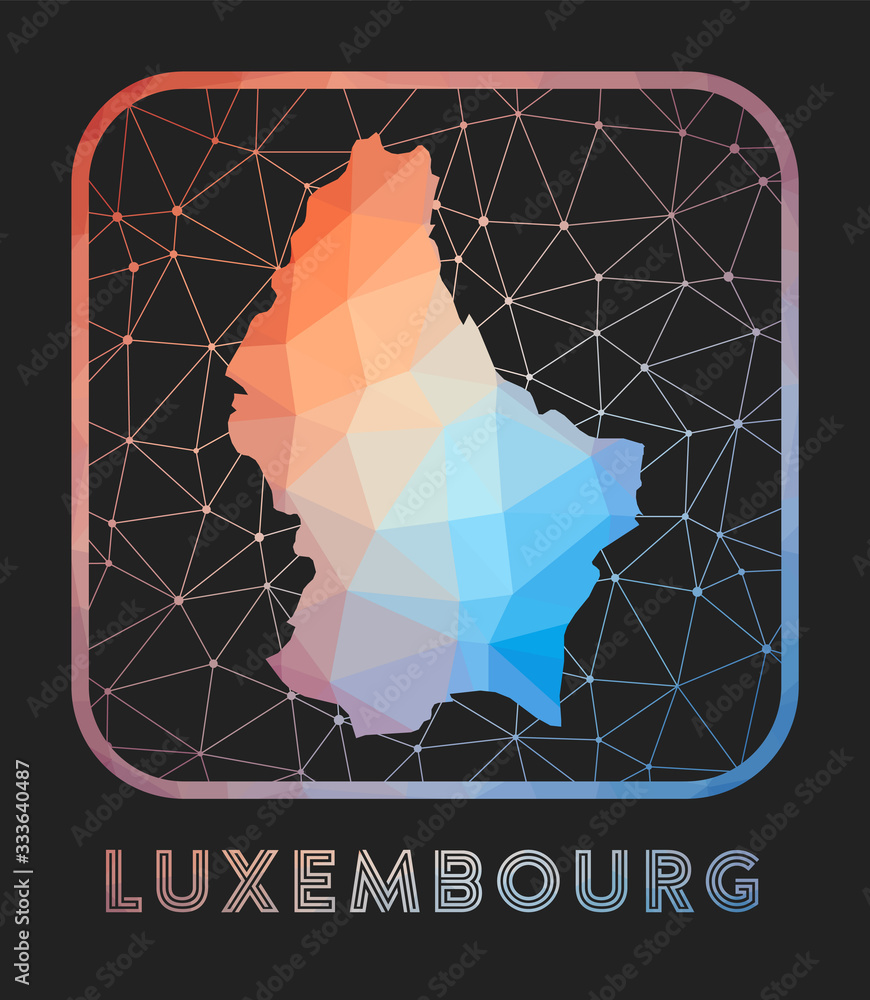 Poster luxembourg map design. vector low poly map of the country. luxembourg icon in geometric style. the c