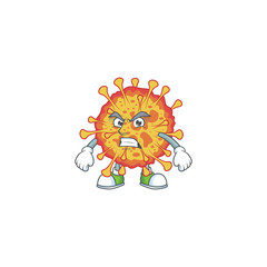 Charming epidemic COVID19 mascot design style waving hand
