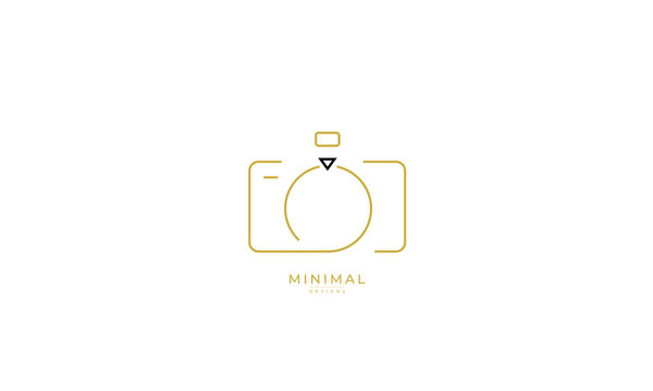 A line art icon logo of a CAMERA with a RING