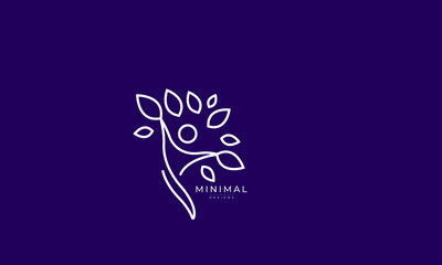 a line art icon logo of a health person with leaves 