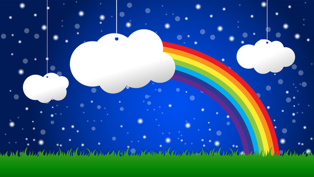 rainbow and clouds, vector design