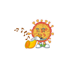 Epidemic COVID19 cartoon character playing music with a trumpet