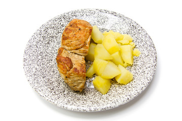 Frisch gebratenes Putenfleisch mit Kartoffeln