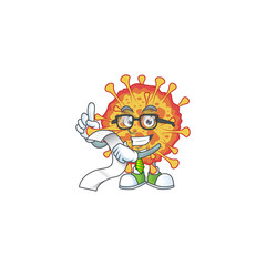 cartoon character of epidemic COVID19 holding menu on his hand